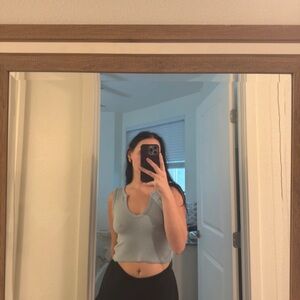 Missguided Sky Blue Ribbed Tank Top